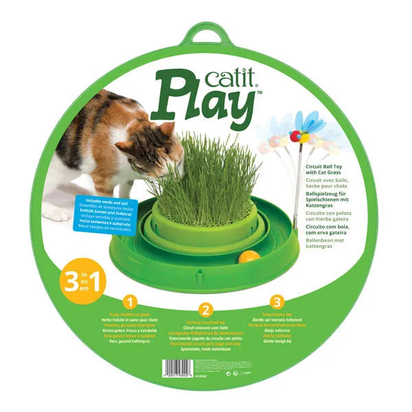 CATIT Play-n-Scratch Katzenspielzeug mit Grasgarten – fördert Spiel und Krallenpflege