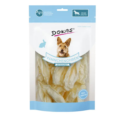 Dokas Dog Snack Kaninchenohren ohne Fell getrocknet 70 g - Kauspaß pur