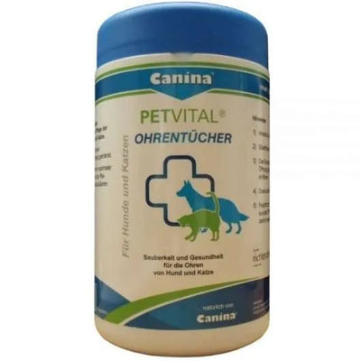 Canina Pharma PETVITAL Ohrentücher 120 Stück – Saubere Ohren