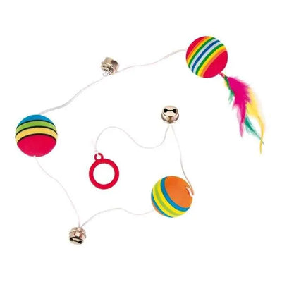 Trixie 3 Rainbow-Bälle am Gummiband – mit Glöckchen