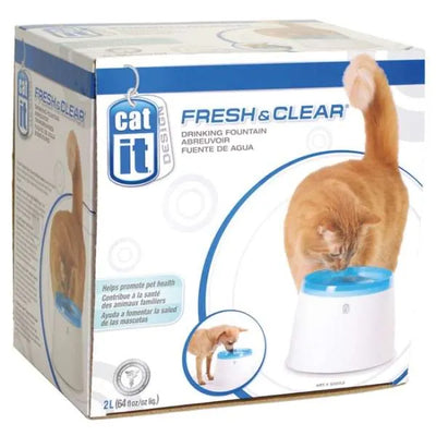 CATIT Fresh+Clear Trinkbrunnen 2L - Blau – fördert Trinkverhalten