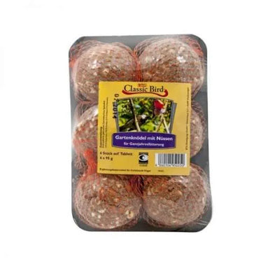 Classic Bird Garten Nussknödel - 6 Stück auf Tablett