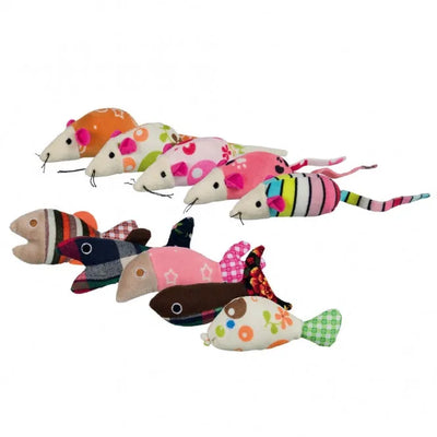 Trixie Katzenspielzeug Maus oder Fisch - mit Catnip, 9-12 cm