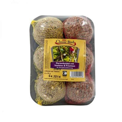 Classic Bird Gartenknödel mit Früchten & Insekten - 6 Stück auf Tablett